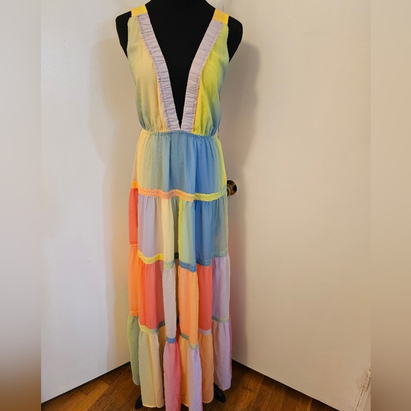 l'atiste maxi dress L'atisteRare Galaxy Maxi Black Dress Sheer Embroidered SizeS